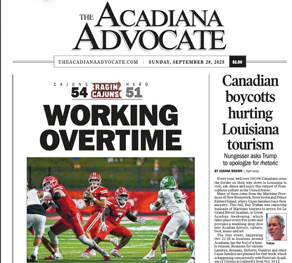 Acadiana Advocate newspaper front page