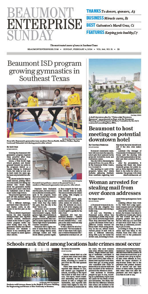 Beaumont Enterprise newspaper front page