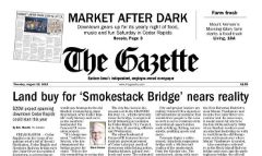 Cedar Rapids Gazette newspaper front page