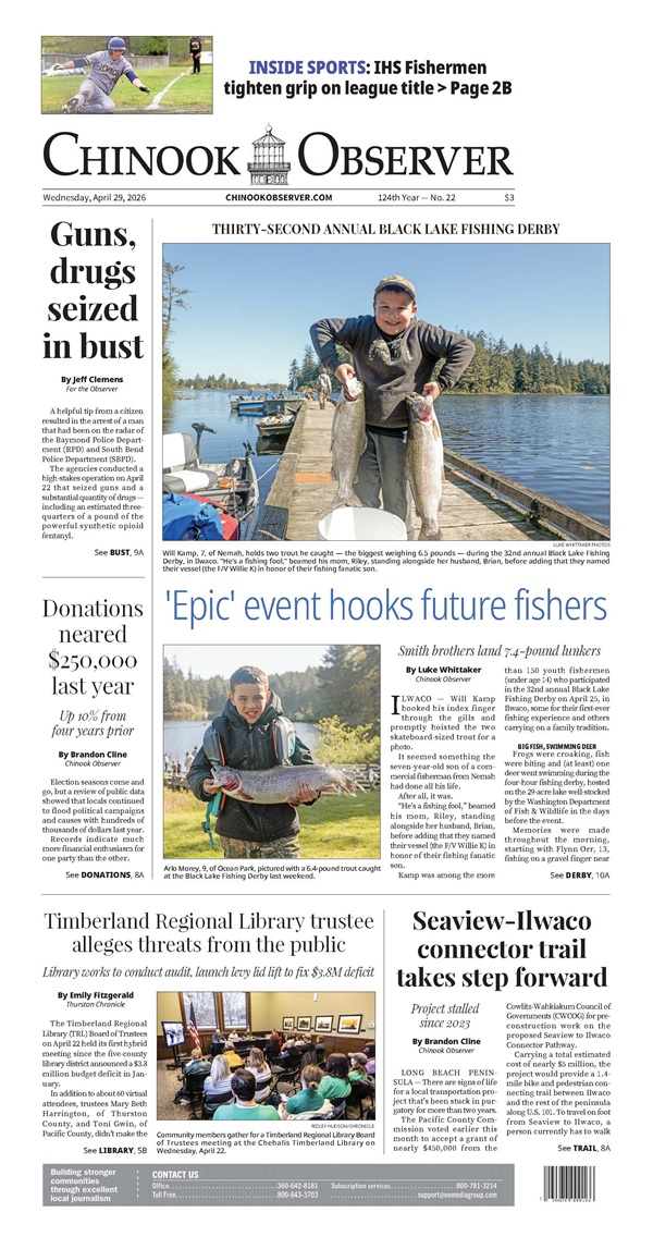 Chinook Observer newspaper front page