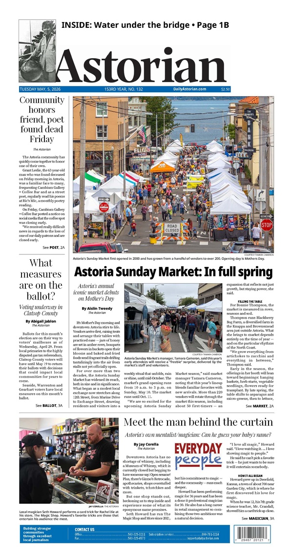 Daily Astorian newspaper front page